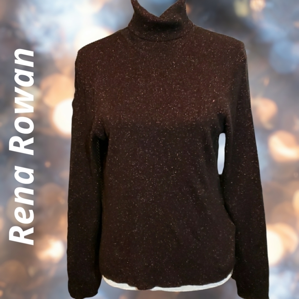 Rena Rowan Silk Blend Blk/Metallic Red Sweater Lg